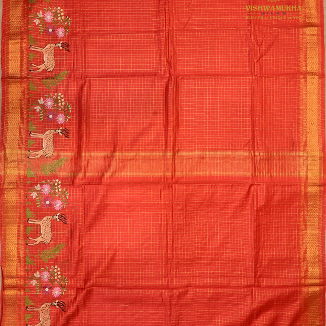Chanderi saree-VSC31 Tomato (7)