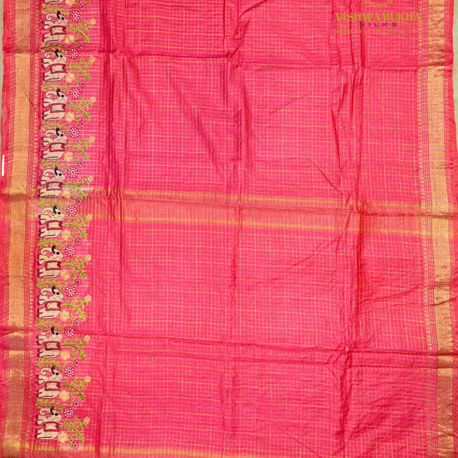 Chanderi saree-VSC30 pink(7)