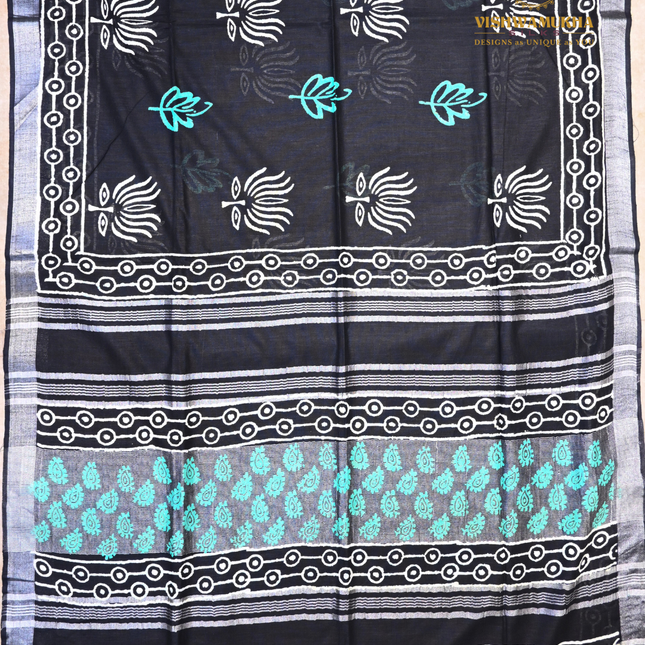 Linen Sarees-VSL20 Black