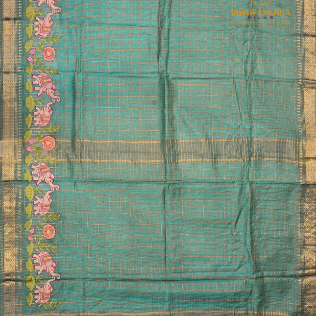 Chanderi saree-VSC28(2) Peacock blue