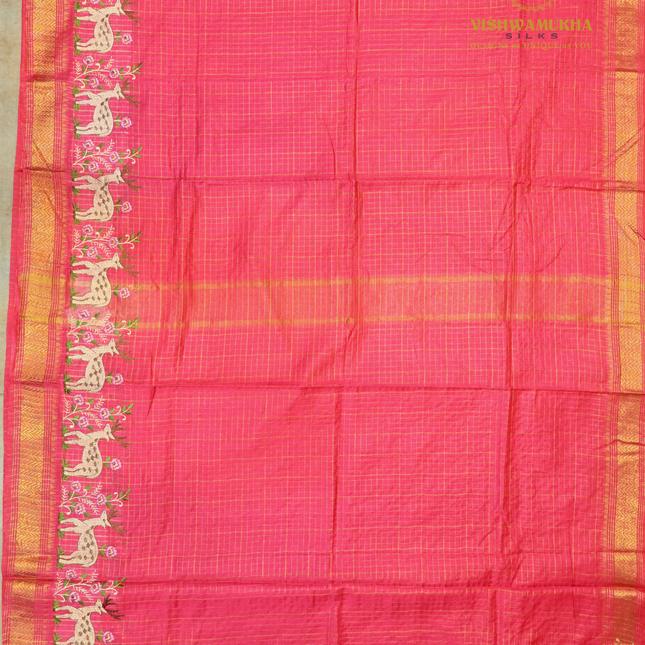 Chanderi saree-VSC29 Rani pink(7)