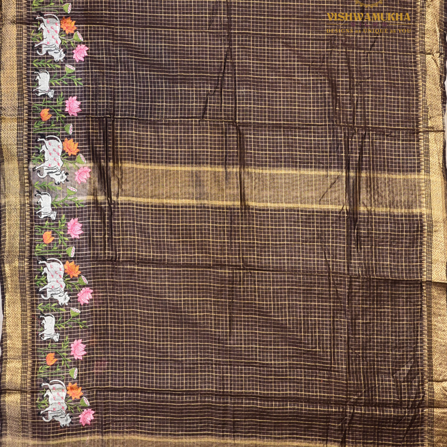 Chanderi saree-VSC32 Brown (7)