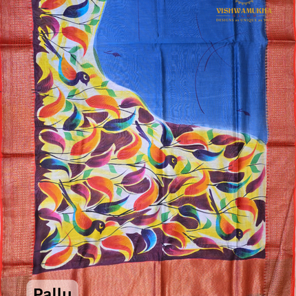 Chanderi Sarees-VSC43E Peacock blue