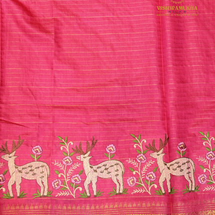Chanderi saree-VSC29 Rani pink(7)