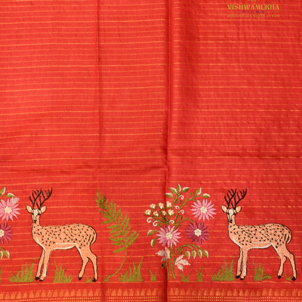 Chanderi saree-VSC31 Tomato (7)