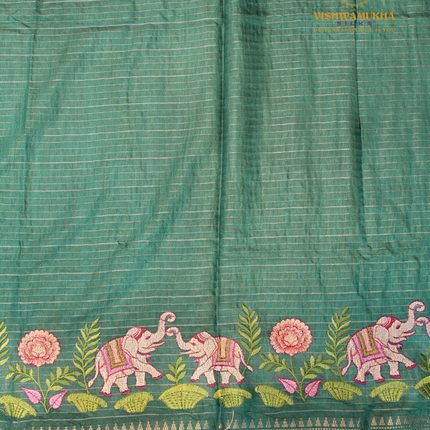 Chanderi saree-VSC28(2) Peacock blue