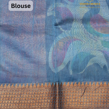 Chanderi Sarees-VSC43E Peacock blue