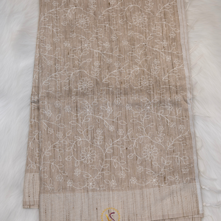 Jute Tussar Chikankari-VSJTC1 Tussar Color