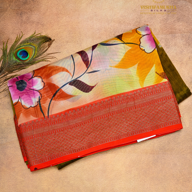 Chanderi Sarees-VSC43D Mehandi