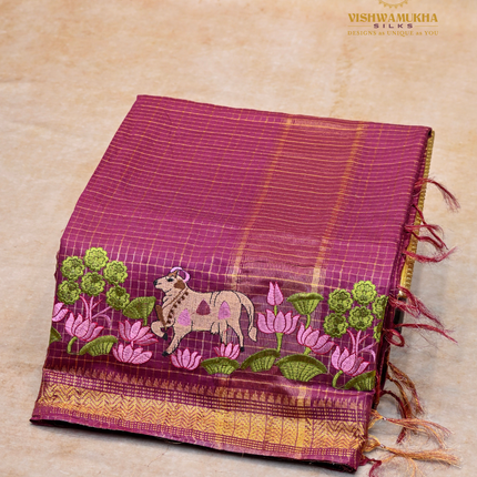Chanderi saree-VSC27 Maroon (7)