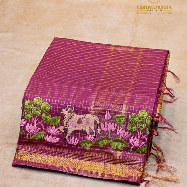 Chanderi saree-VSC27 Maroon (7)