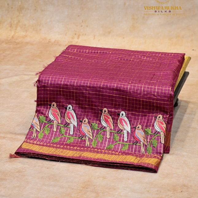 Chanderi saree-VSC34 Maroon(8)