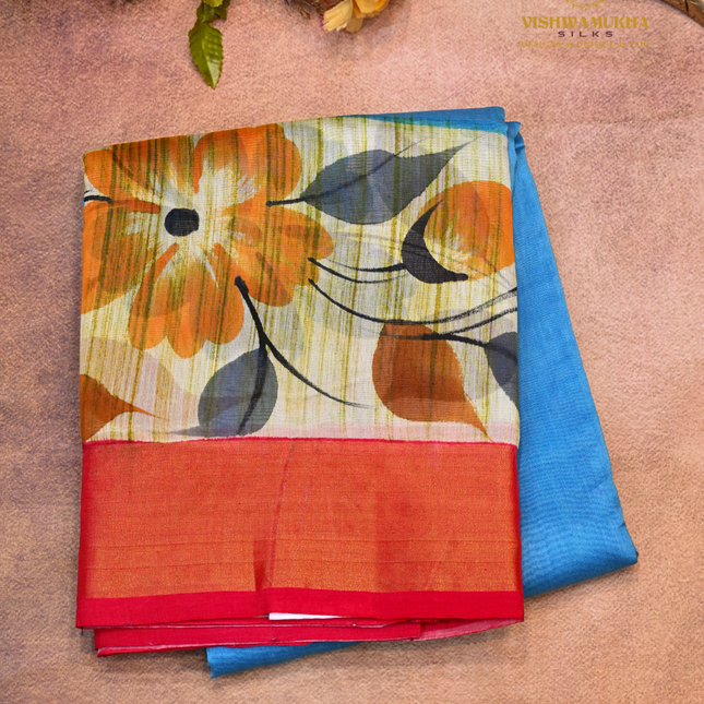 Chanderi Handprint-VSC51 blue