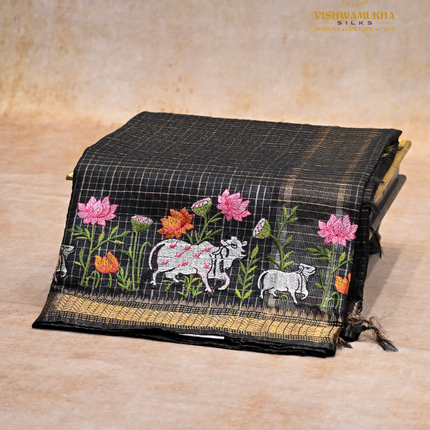 Chanderi saree-VSC32 Black (8)