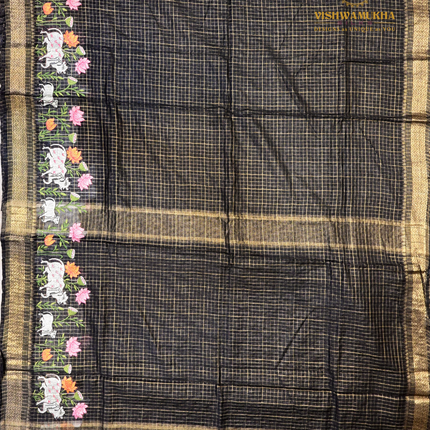 Chanderi saree-VSC32 Black (8)