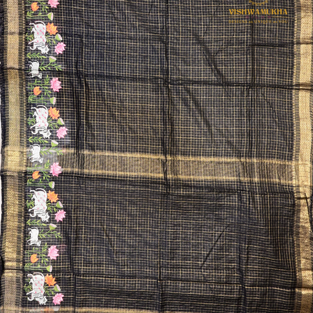 Chanderi saree-VSC32 Black (8)