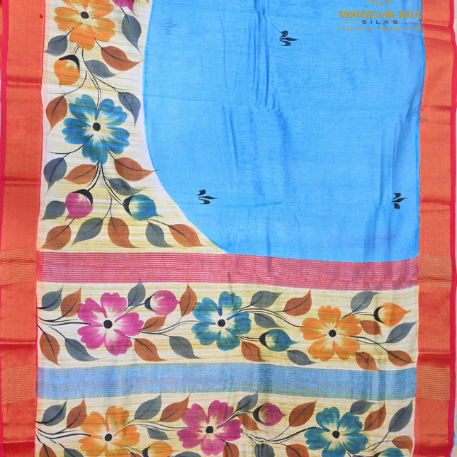 Chanderi Handprint-VSC51 blue
