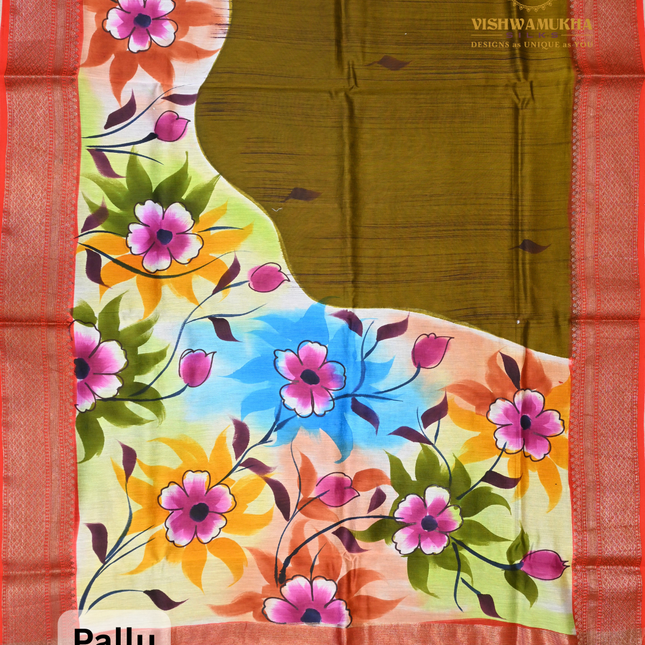 Chanderi Sarees-VSC43D Mehandi