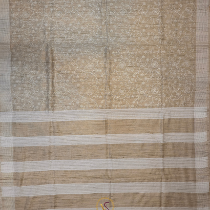 Jute Tussar Chikankari-VSJTC1 Tussar Color