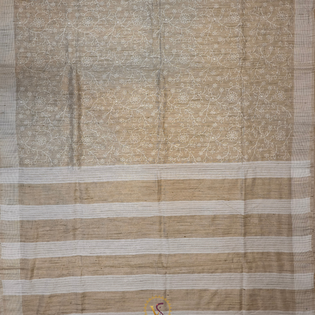 Jute Tussar Chikankari-VSJTC1 Tussar Color