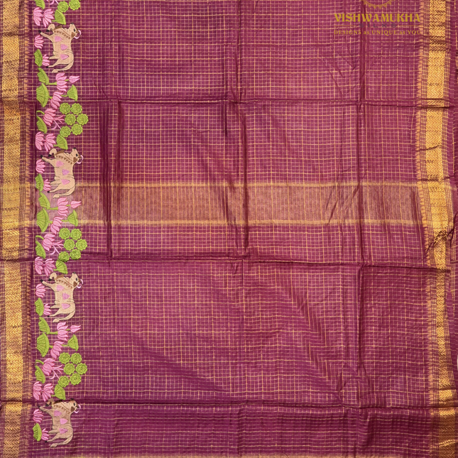 Chanderi saree-VSC27 Maroon (7)