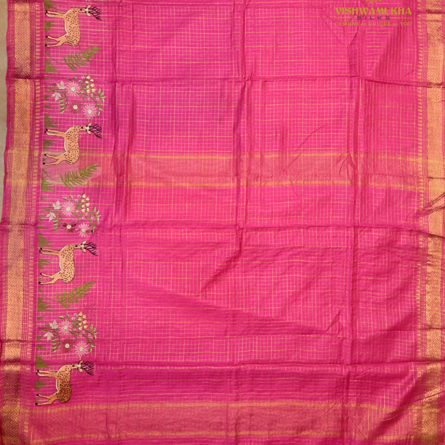 Chanderi saree-VSC31 Rani pink(8)