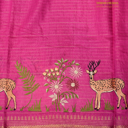 Chanderi saree-VSC31 Rani pink(8)