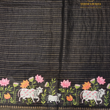 Chanderi saree-VSC32 Black (8)