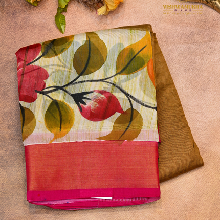 Chanderi Handprint-VSC51A Brown