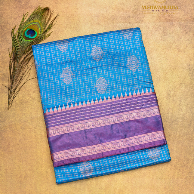 Semi Soft Pattu-VSSP49F Peacock Blue