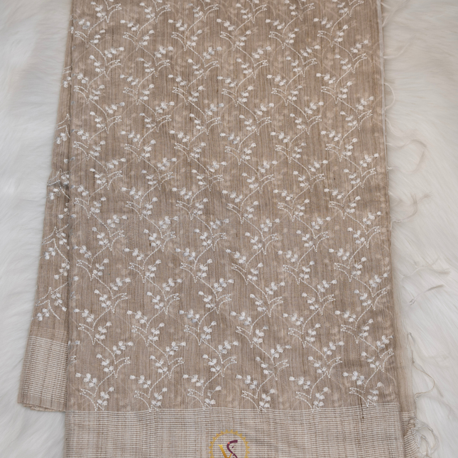 Jute Tussar Chikankari-VSJTC1A Tussar Color