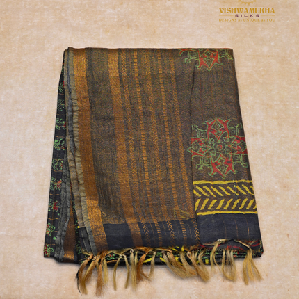 Ajrak Sarees-VSAJ6 Elephant Gray