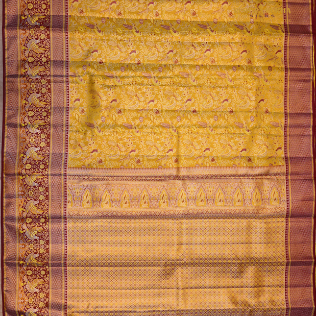 Semi pattu Meenakari-VSSP59I Mustard