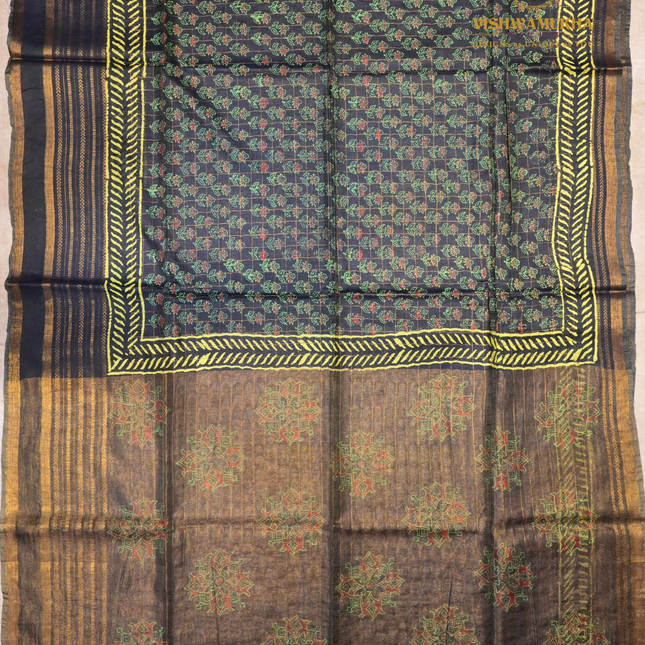 Ajrak Sarees-VSAJ6 Elephant Gray