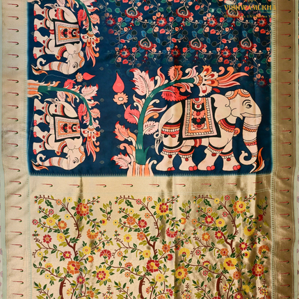 Semi Paithani-VSPT1B Peacock blue