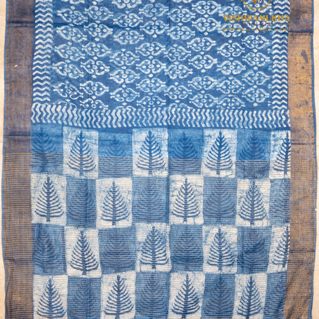 Chanderi Saree-VSC1 Indigo Blue