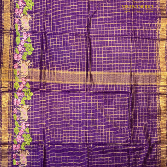 Chanderi saree-VSC27 Blue Purple