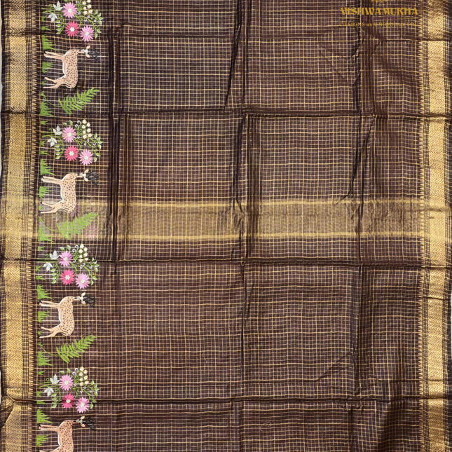 Chanderi saree-VSC31 Brown