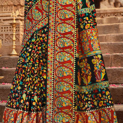 Black Traditional Kora Silk Banarasi Weaving Saree