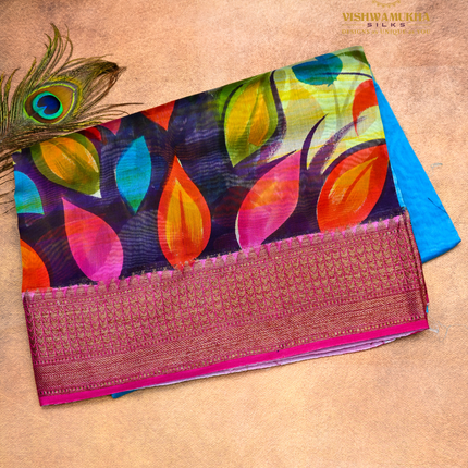 Chanderi Sarees-VSC43B Sky blue