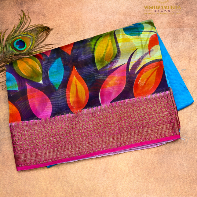 Chanderi Sarees-VSC43B Sky blue