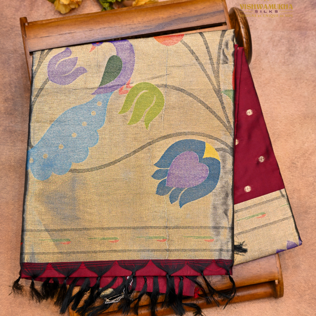 Soft Silk Paithani-VSSP61B maroon