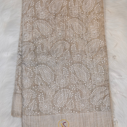 Jute Tussar Chikankari-VSJTC1B Tussar Color