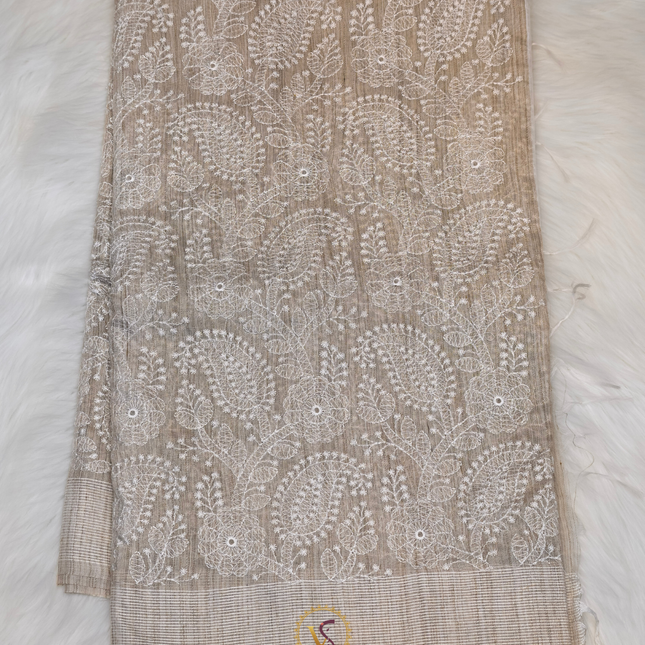 Jute Tussar Chikankari-VSJTC1B Tussar Color