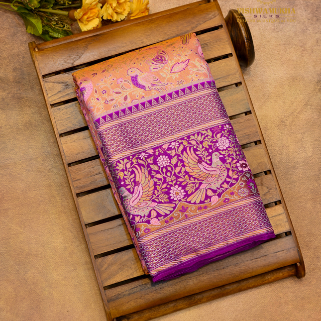Semi pattu Meenakari-VSSP59J Peach