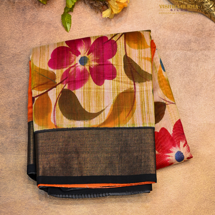 Chanderi Handprint-VSC51B Orange