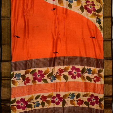 Chanderi Handprint-VSC51B Orange