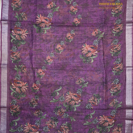 Linen Sarees-VSL12 Purple