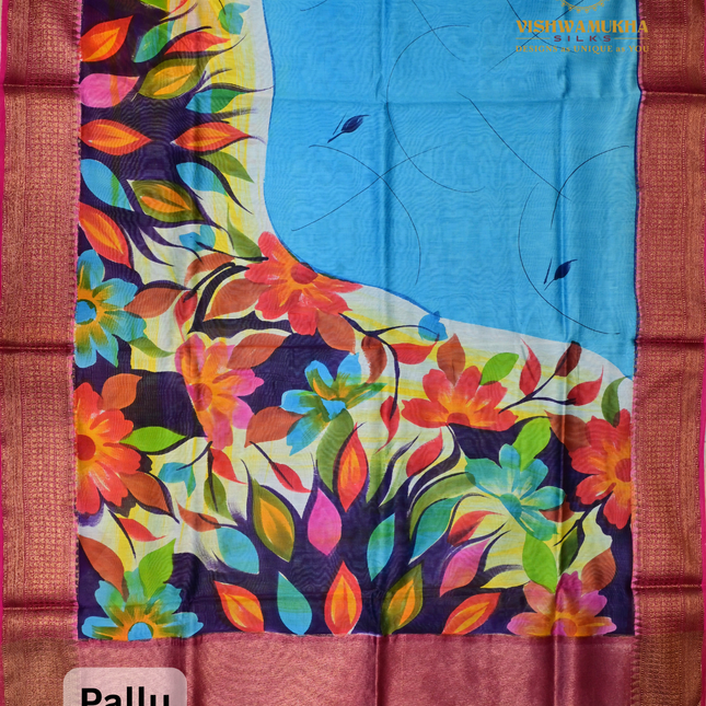 Chanderi Sarees-VSC43B Sky blue