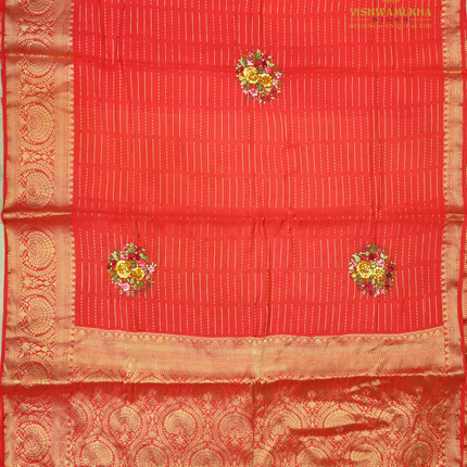 Chanderi Handwork-VSC46B Tomatared